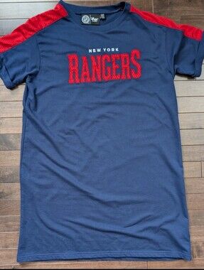 Carl Banks For Her New York Rangers Navy Shirt Dress w/Red Accents